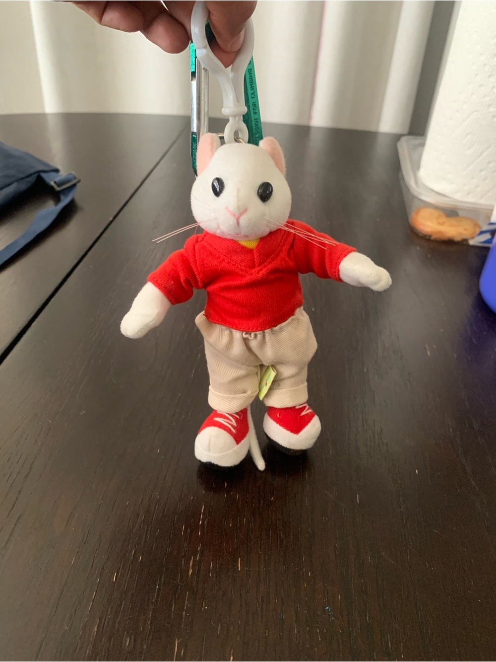STUART LITTLE Key chain White Mouse Keychain with Red Outfit and Tan Pants